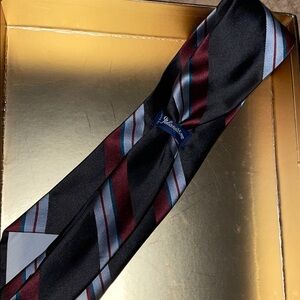 Sophisticated Black and Burgundy Striped Tie